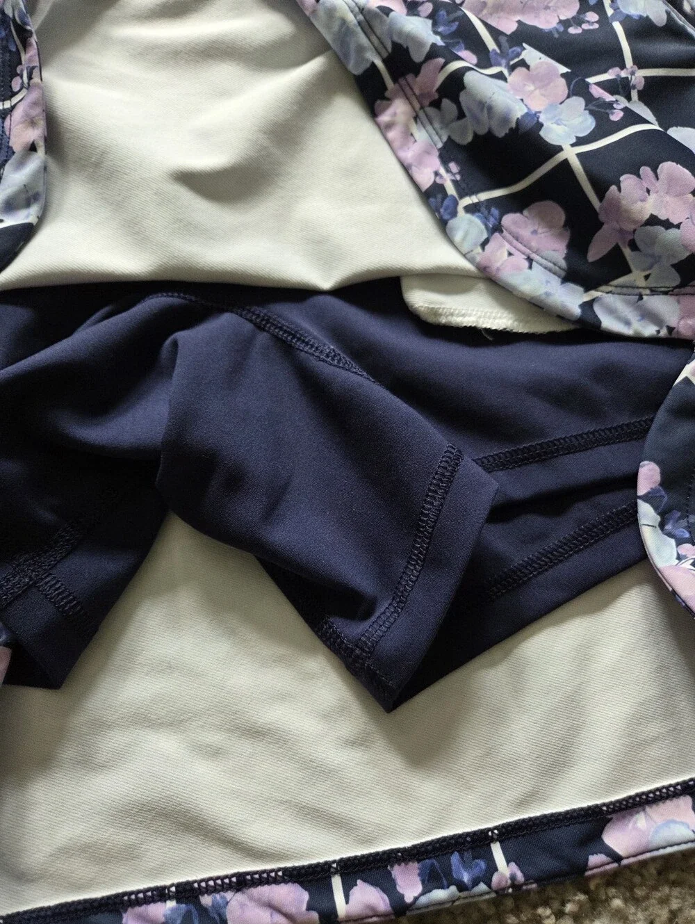 Peter Millar Alice Petal Hem Floral Golf Skirt Skort Medium Navy Pink UPF 50